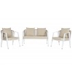 Conjunto sofá y sillones con mesa acero