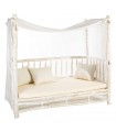 Cama con dosel madera de teka decapada blanca